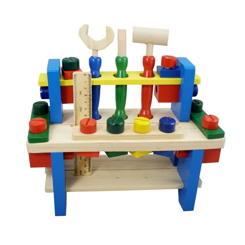 

Wooden Construction Engineering Blocks Set Puzzles STEM Toys Screw Driver Tool