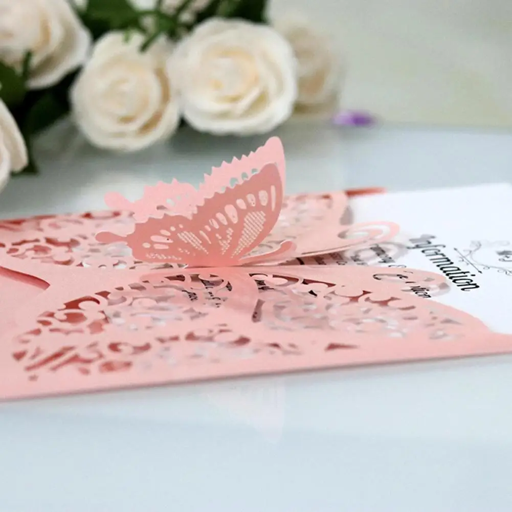 10 шт. свадебные пригласительные открытки пустотелая бумага с бабочками и Обложка