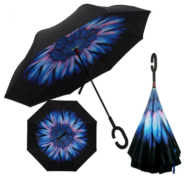 as pic Перевернутый зонтик, двойной слой, солнцезащитный зонтик для женщин, дождь, обратный зонтик, мужской, guarda chuva invertido paraguas parapluie, ветрозащитный - Цвет: as pic