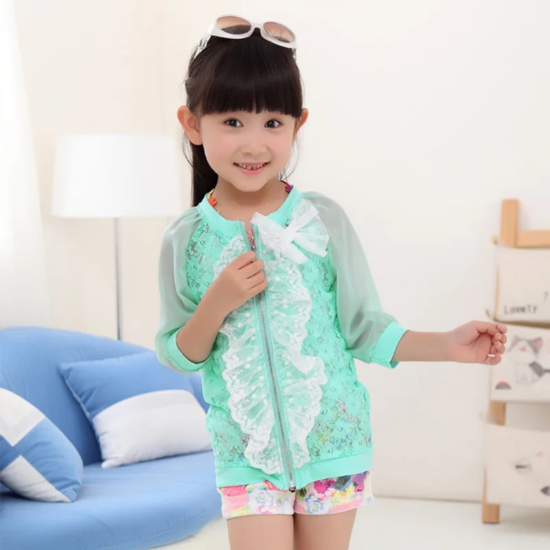 Куртка кружевная детская с коротким рукавом и защитой от солнца От 2 до 7 лет |