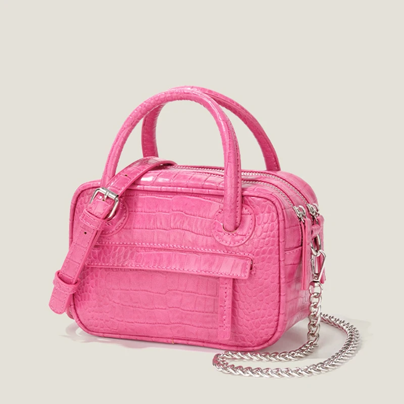 

Vintage Chain Pu Crocodile Pattern Shoulder Bag for Women Fashion Zipper Small Square Bag Women's 2021 New Handbag Messenger Bag