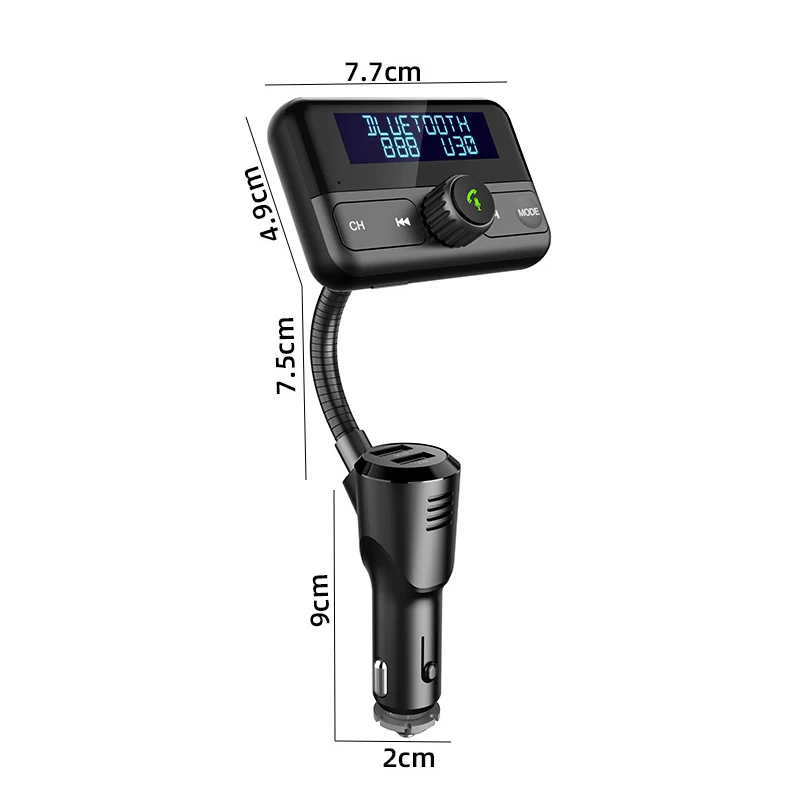 Автомобильный FM модулятор с Bluetooth передатчик MP3 плеер двумя USB портами QC3.0