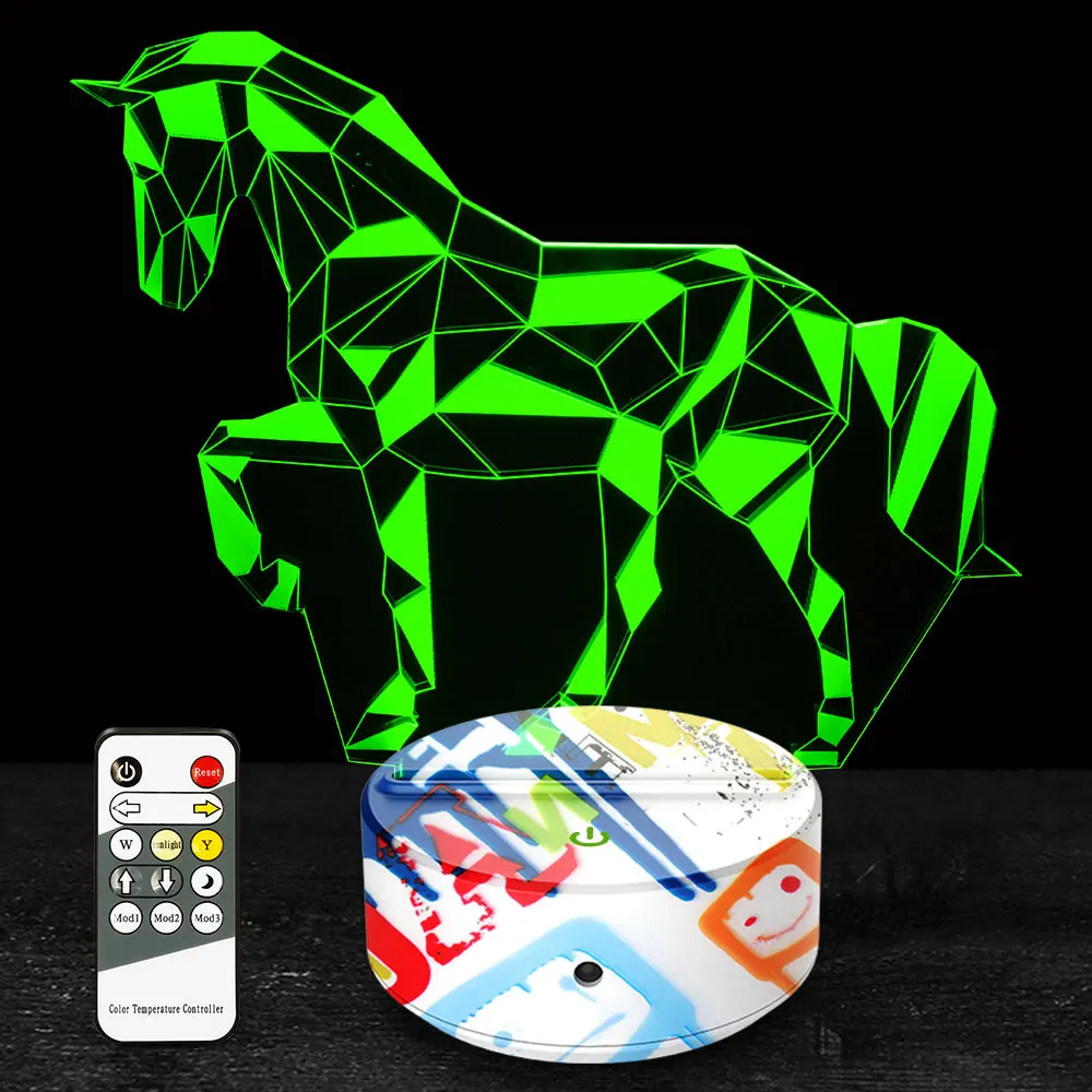 3d лампа в виде лошади Ночной светильник подарки игрушки для мальчиков 7 цветов с