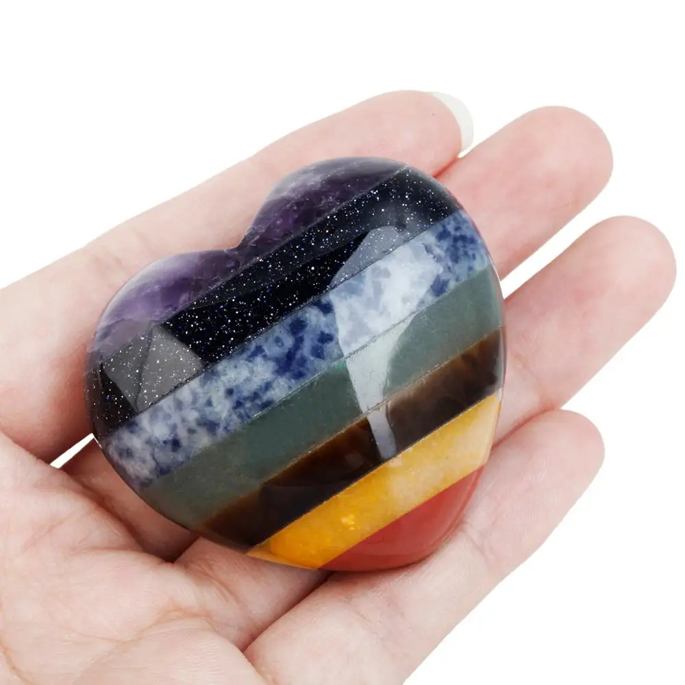 TUMBEELLUWA 7 Чакра слоистых кристаллов Пышное сердце любовь Карманный точильный