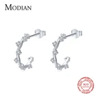 Modian 100% 925 Стерлинговое Серебро геометрической формы линии Ослепительная Ясно CZ Классические тонкие туфли серьги-гвоздики для женщин, ювелирное изделие для помолвки, свадьбы, подарки