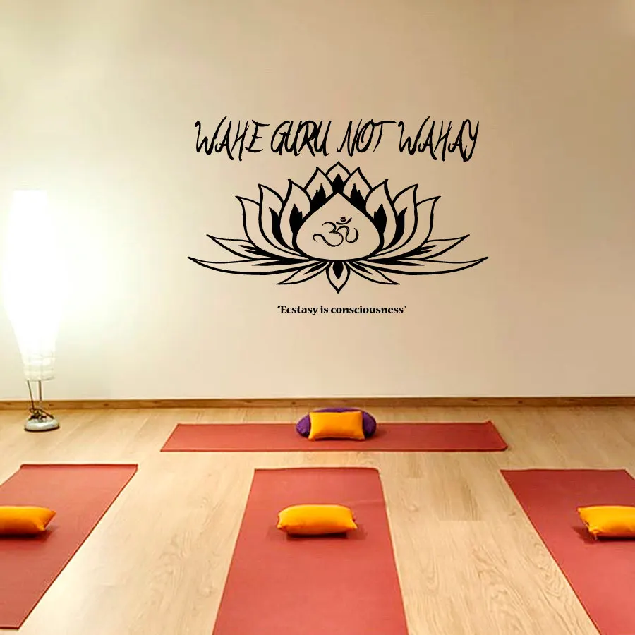 

Om Sign Lotus Wall Sticker PVC Removable Art Hollow Out Home Decor Dancing Room Flower Wall Decal Decoration Murals