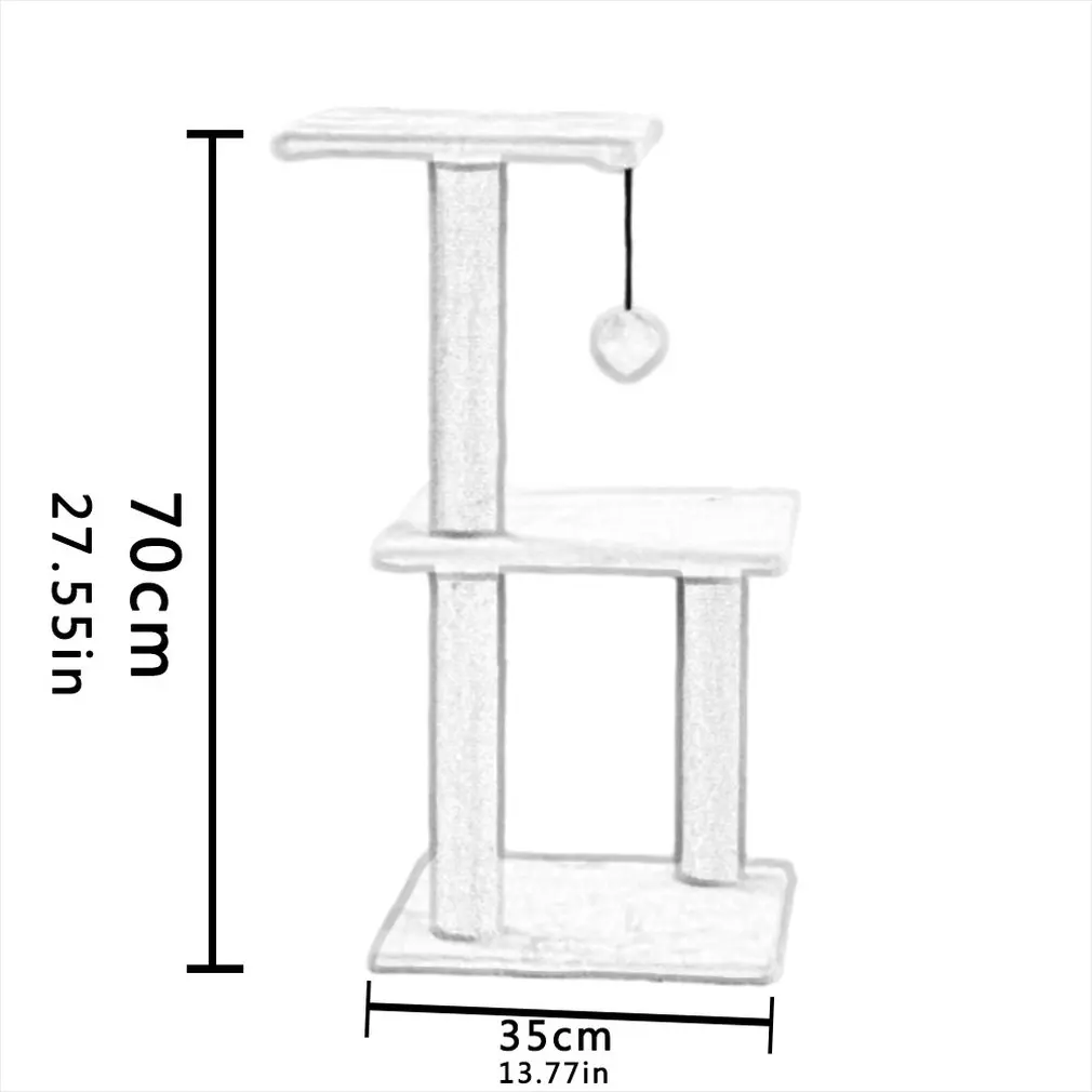 

Three-layer square cat climbing frame Plush base Mouse Fun spring Wood Plush cloth Spring Hemp rope rack