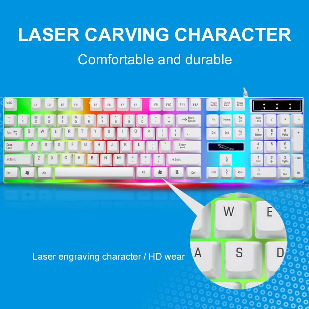 Игровая клавиатура и мышь проводная с подсветкой для России Тихая игровая ПК