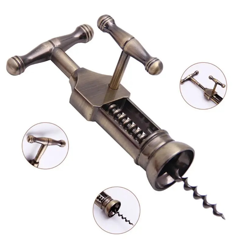 

Vintage Wine Bottle Opener Zinc Alloy Corkscrew Bronze Color Cork Puller Remover Dropshipping