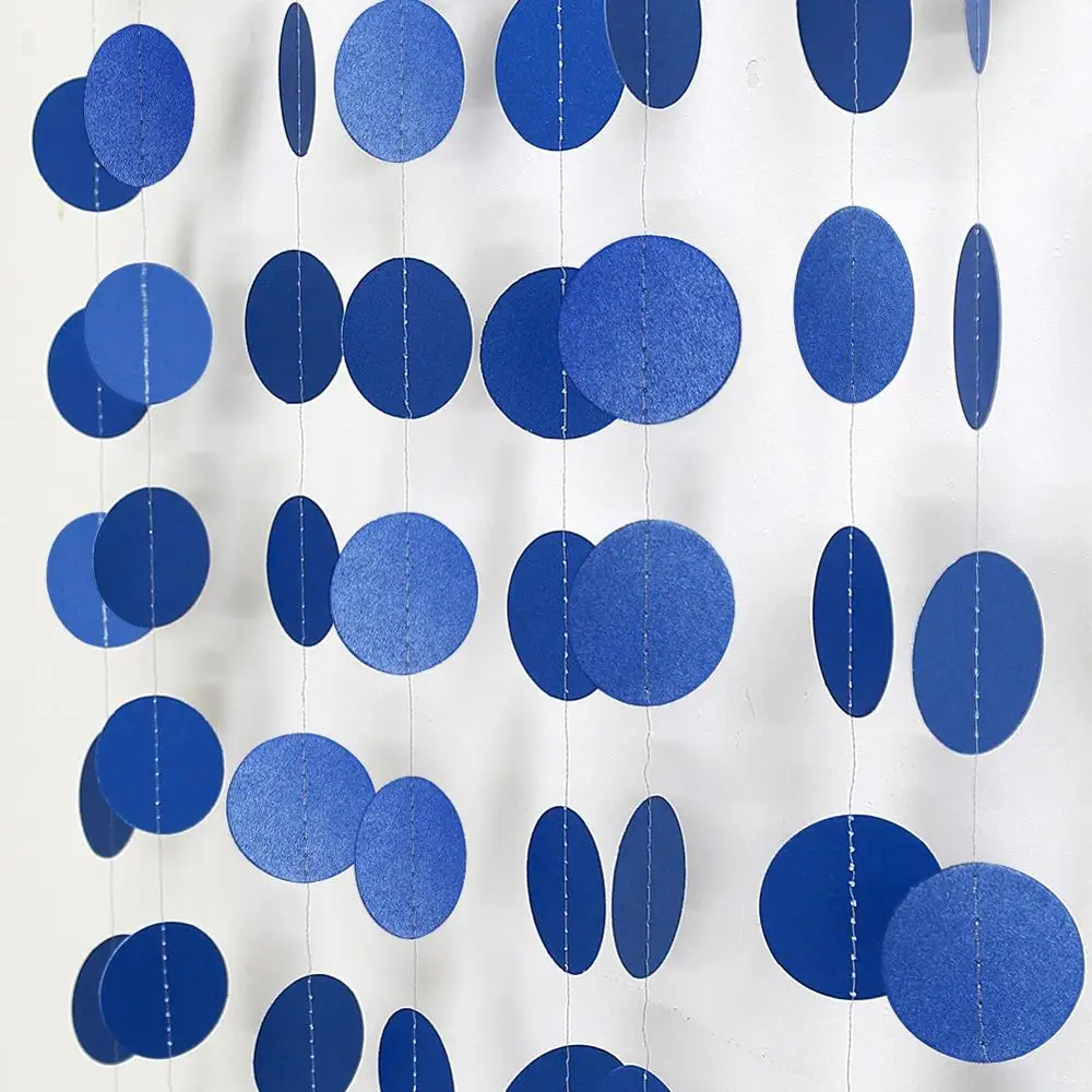 

Glossy Blue Circle Garland Hanging Polka Dot Streamer Party Decoration Backdrop for Birthday/Wedding/Baby Shower/Engagement