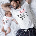Летняя одинаковая рубашка для всей семьи, комбинезон для отца, сына, ребенка, наряды на день первого отца, Повседневная хлопковая семейная футболка, одежда