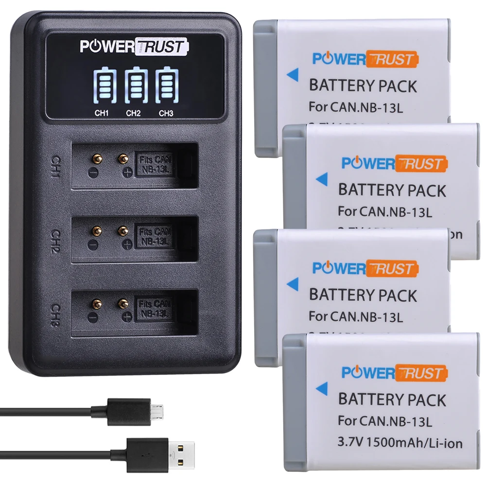 4x NB-13L NB 13L батарея akku + LED 3 слота USB зарядное устройство для Canon G7X G9X G5X Mark II SX620 HS SX720