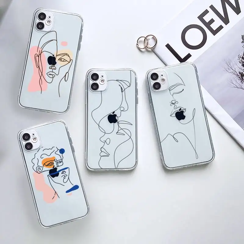 

Art Abstract Phone Case Transparent for iPhone 12 11 mini pro XS MAX 6 6S 8 7 Plus X 5S SE 2020 XR