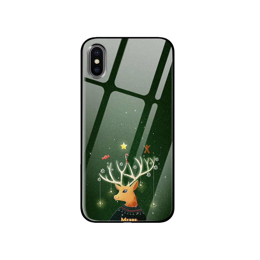 Роскошный Рождественский постер из закаленного стекла для iPhone 5 5S 6 6s 7 8 Plus X XS XR 11 Pro Max