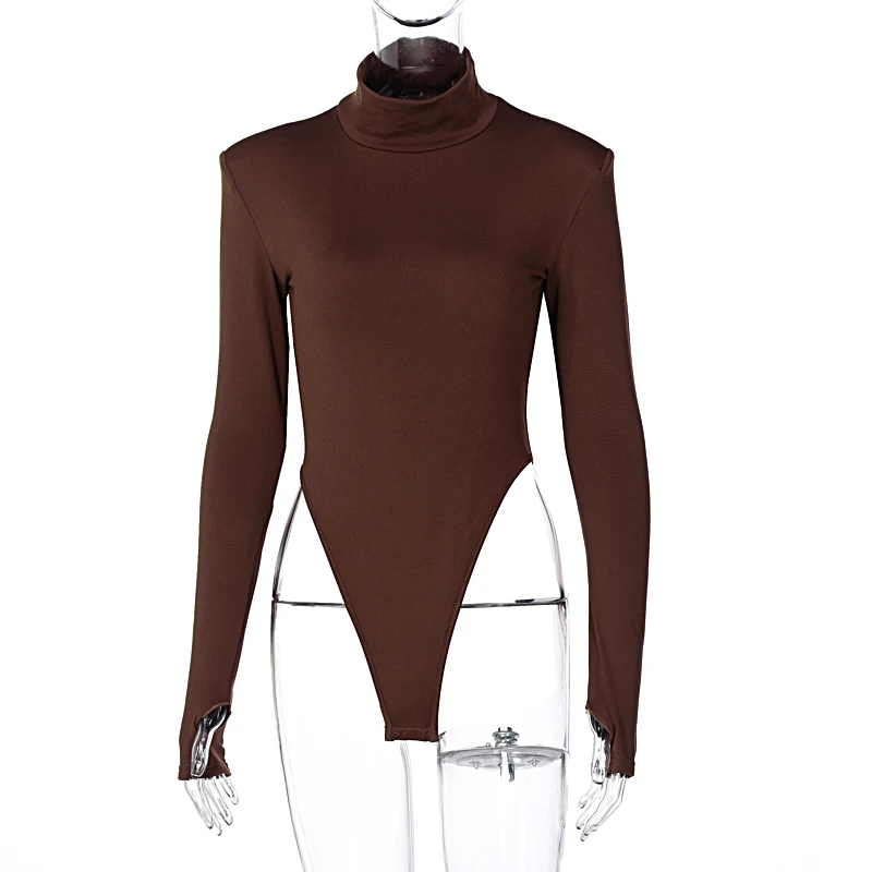 

hirigin Women Solid Color Romper Autumn Spring Winter Adults Backless Long Sleeve High Collar Playsuit