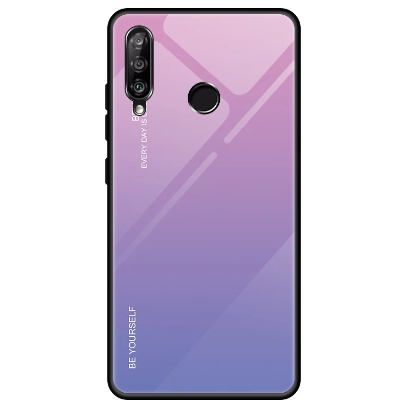 Pink Градиентный чехол из закаленного стекла для Honor 9X, Премиум чехол, силиконовая рамка, жесткая стеклянная задняя крышка для huawei Honor 9X Global чехол - Цвет: Pink