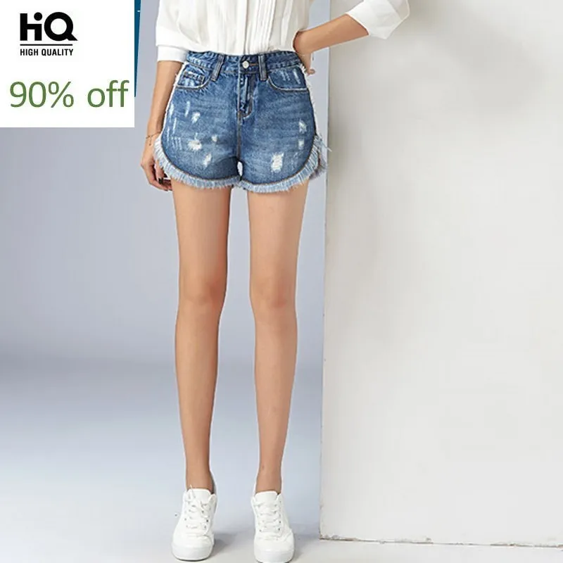 Летние Новые Брендовые женские джинсы с высокой талией модные рваные Прямые