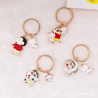 classic japanese anime crayon shin shin keychain delicate alloy small white backpack bag pendant car keys accessories keyring