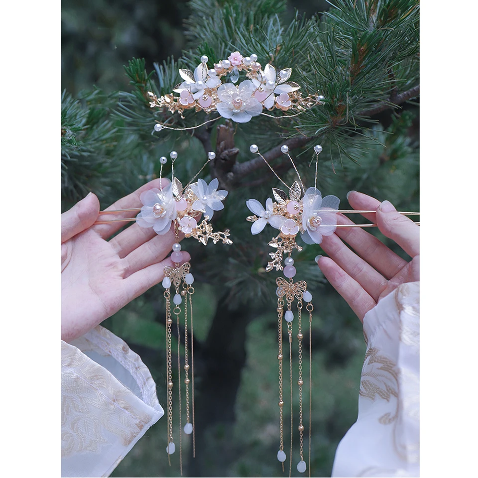 

MIYOU Chinese Hanfu Girl Ancient Style Pearl Alloy Accessories Hairpin Tassel Hair Accessories A Variety Of Optional New Style