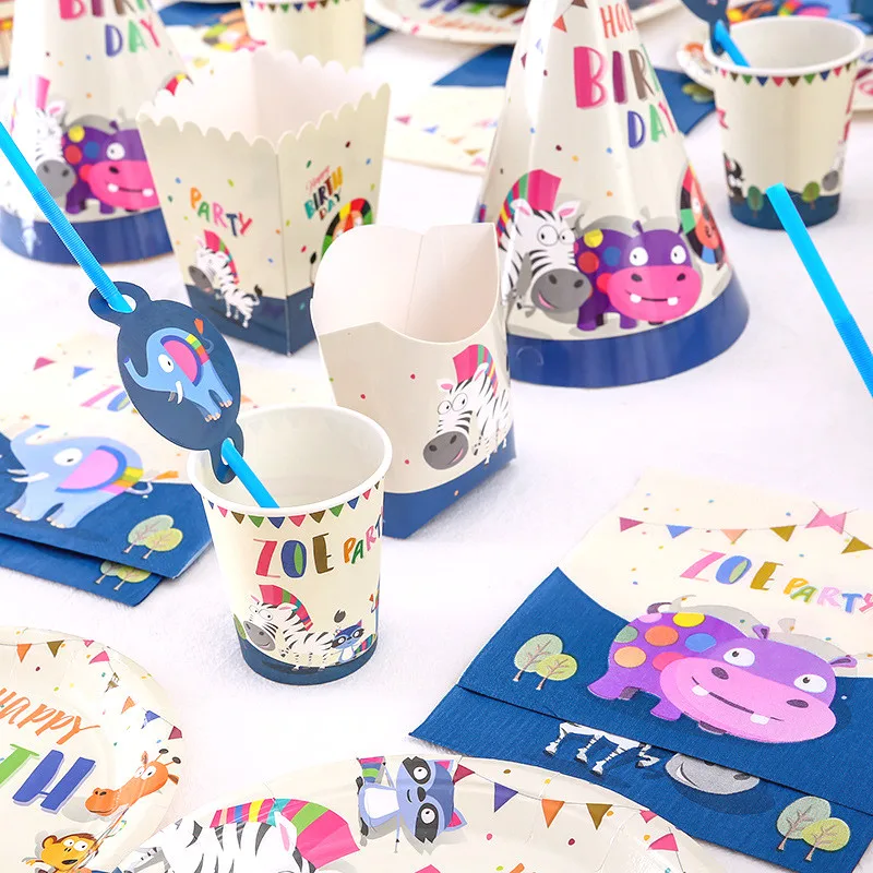 Вечерние одноразовые столовые приборы в джунглях украшения для первого дня