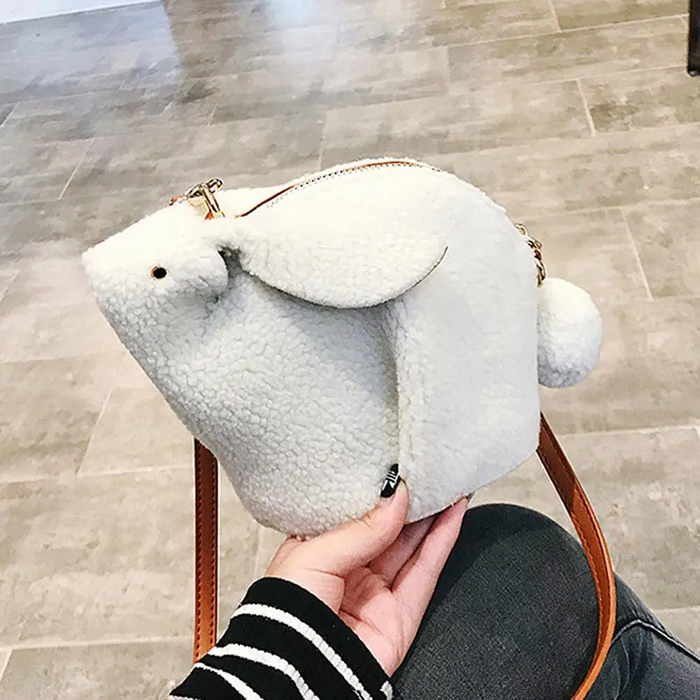 Зимние женские сумки новые мини милые плюшевые через плечо с кроликом корейский