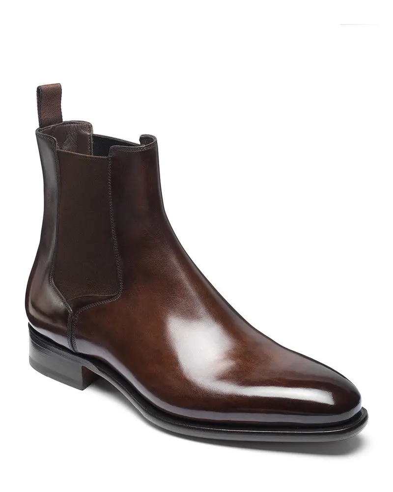 

Men New Fashion Pu Leather Slip-on Ankle Boots Pointed Toe Low Heel Shoes Male Casual Classic Retro Style Chelsea Boots