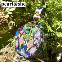 2021 ins hot snake multi colors unique round circular handbags female ladies all match brand bags women