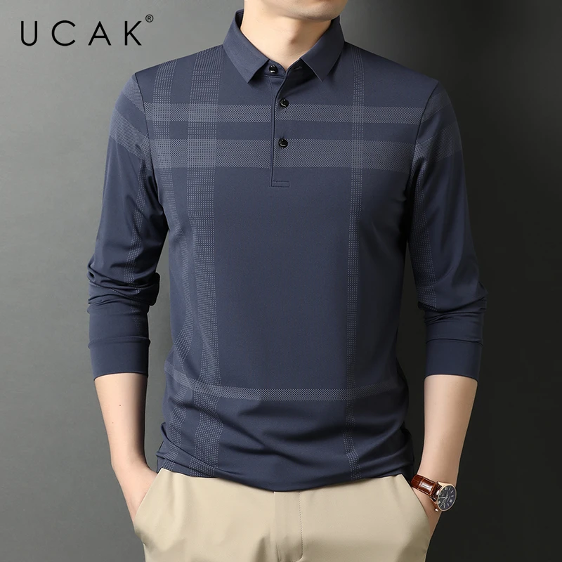 

Мужская футболка в полоску, с отложным воротником и длинным рукавом