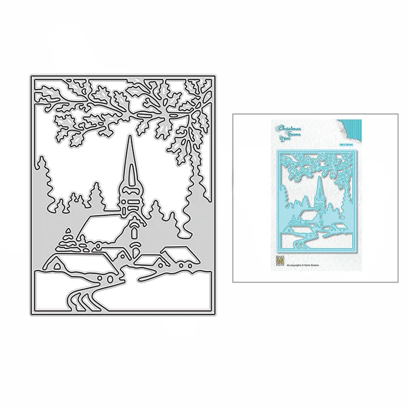 Новинка 2021 г. металлические пресс-формы для здания церкви и деревьев украшение