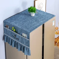 printed chenille refrigerator cover double door refrigerator tassel dust proof cloth home storage hanging bag tj3905