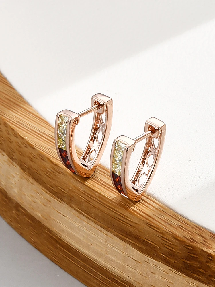 

SILVERHOO S925 Sterling Silver Clip Earrings For Women Triangular Colorful Cubic Zirconia Earrings Simple Trendy Fine Jewelry