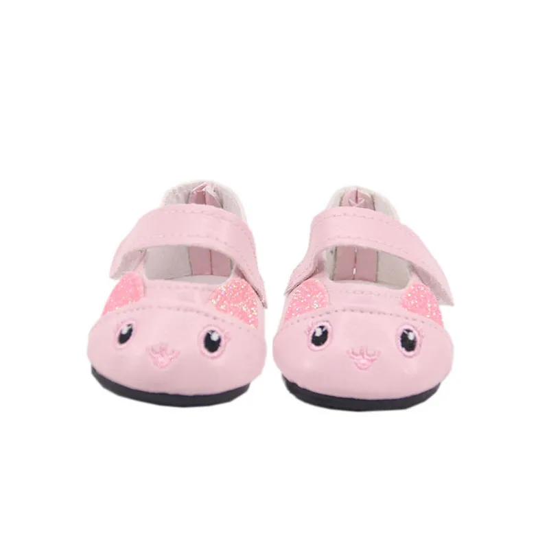 Кожаные ботинки с кошачьими ушками и бантом для кукол размер 43 см|Куклы| |