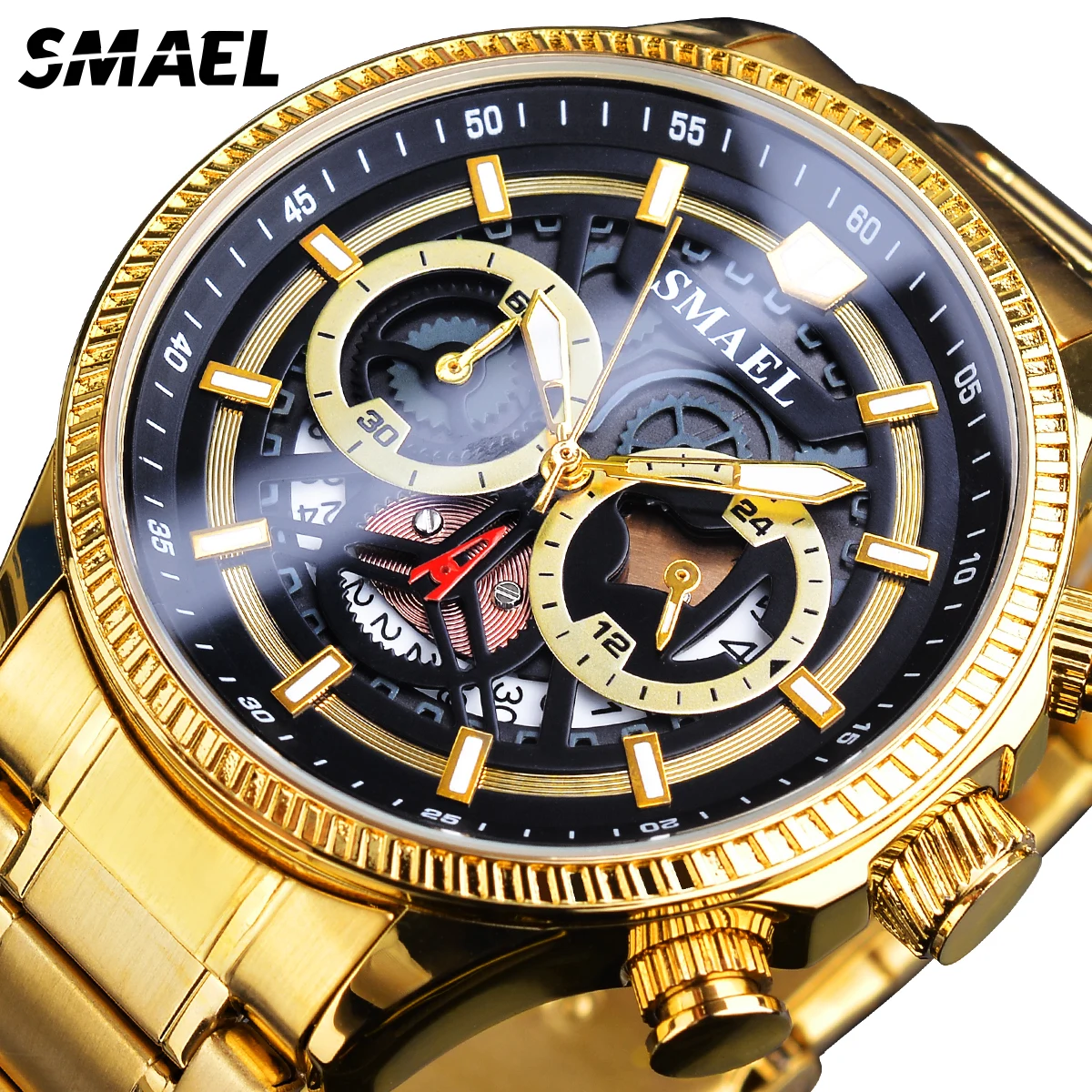 

SMAEL Luxury Quartz Watch Calender Military Wristwatch Black Dial Man Clock With Luminous Hands Sports Style Relogio Masculino