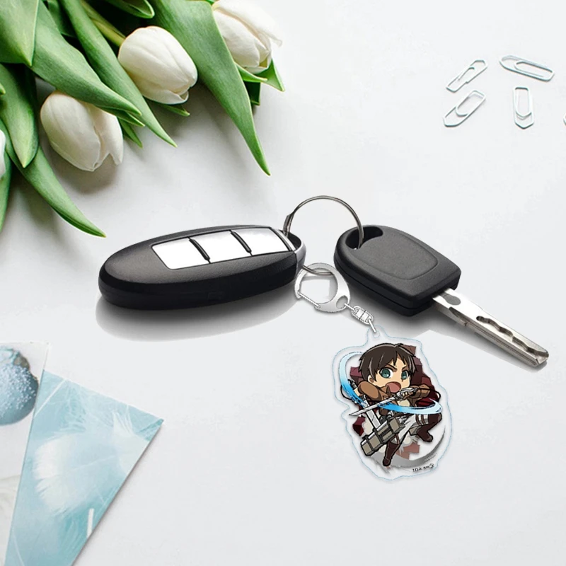 Брелок для ключей в стиле аниме Атака Титанов милый мультяшный автомобильный