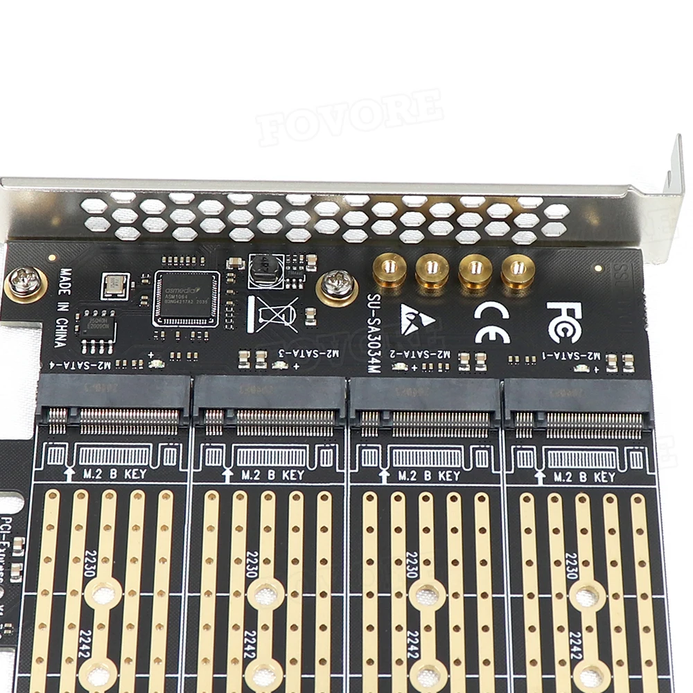 Адаптер NVME PCIe M2 M.2 4 порта NGFF SATA SSD 10 Гбит/с к PCI Express X1 адаптер PCI-E переходник для