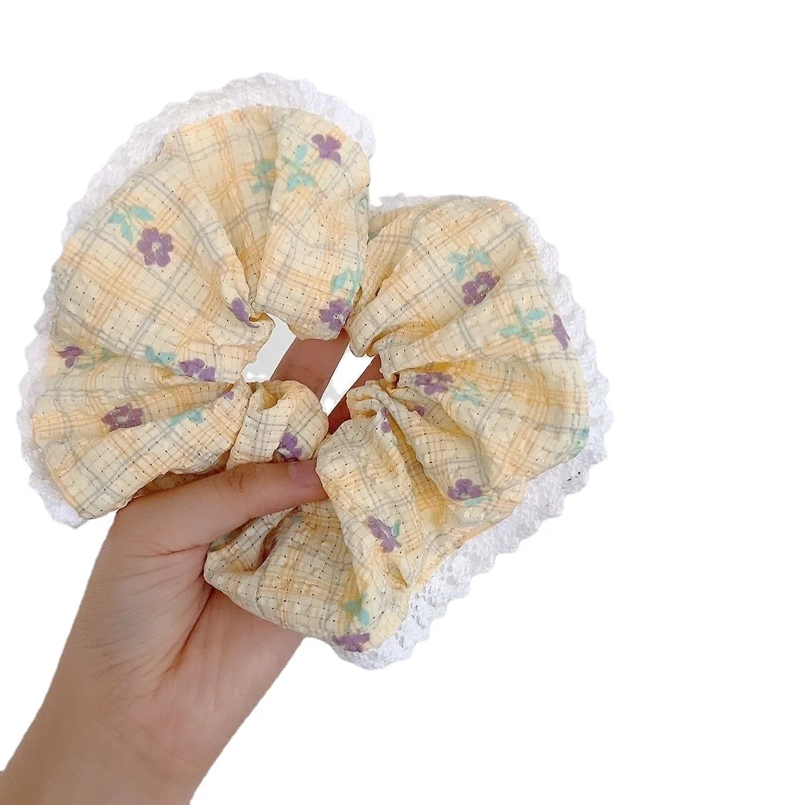 

New arrival Fashion women lovely lace Hair bands Idyllic country flor hair scrunchies girl's Lazy Accessories Ponytail Holder