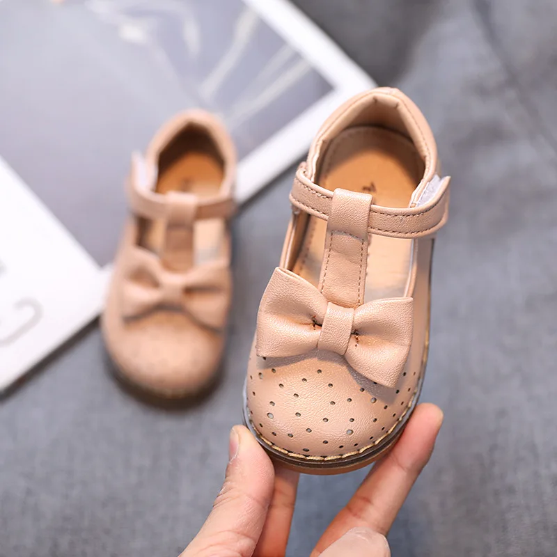 

2021 Spring Girls Leather Shoes Children Casual Shoes Bowknot Non-slip Non-slip Student Kids Shoes