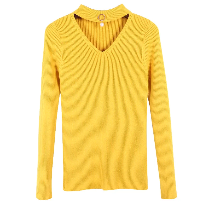 

Female in 2021 the new render unlined upper garment of qiu dong is brief paragraph cultivate one's morality v-neck knitting coat