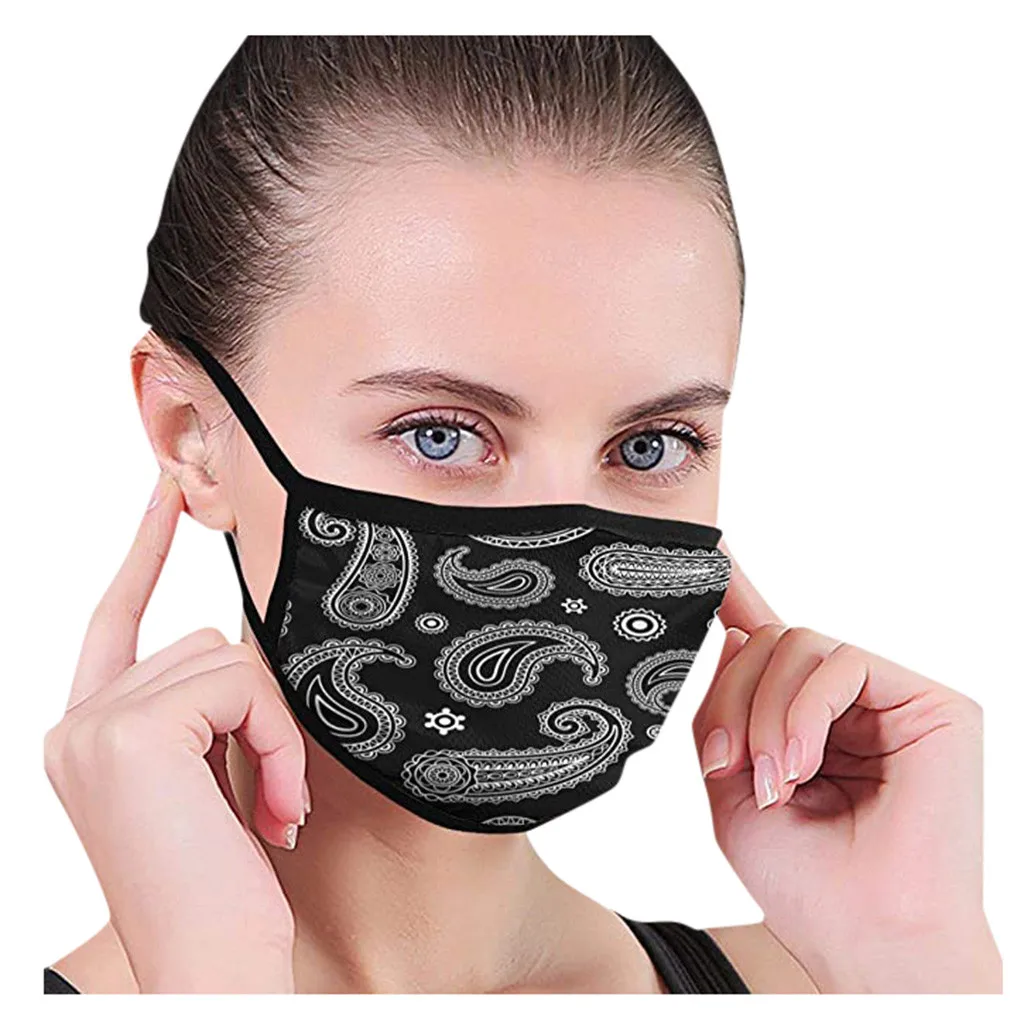 Тканевая маска для лица женщин многоразовые моющиеся маски маскарилья с принтом
