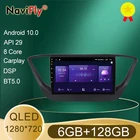 Автомобильный радиоприемник QLED 1280*720, Android 10,0, GPS-навигация, плеер для Hyundai Solaris 2 2017-2019, Восьмиядерный, 6 ГБ + 128 Гб, No 2 Din DVD