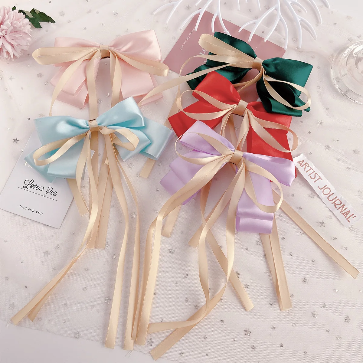 

2021 Spring New Fashion Creative Candy Color Ribbon Bow Hair Accessories Women's Popular Ponytail Hair Headband