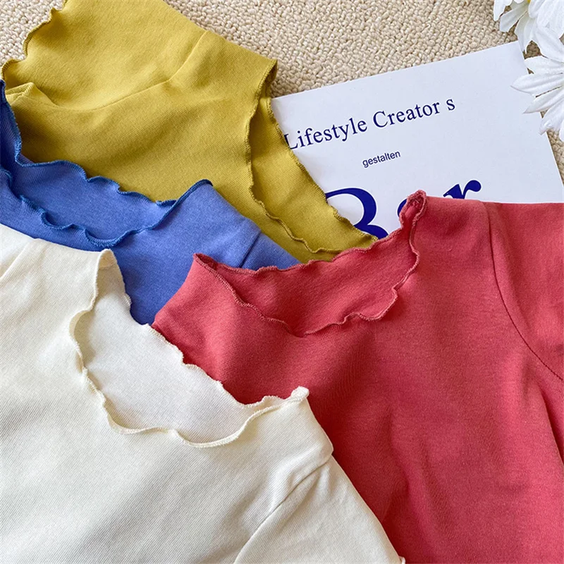 

2021 Summer New born Clothes Solid Color Short Sleeve Baby Girls T shirts Cotton Loose Thin Tees For Toddler Girl Tops