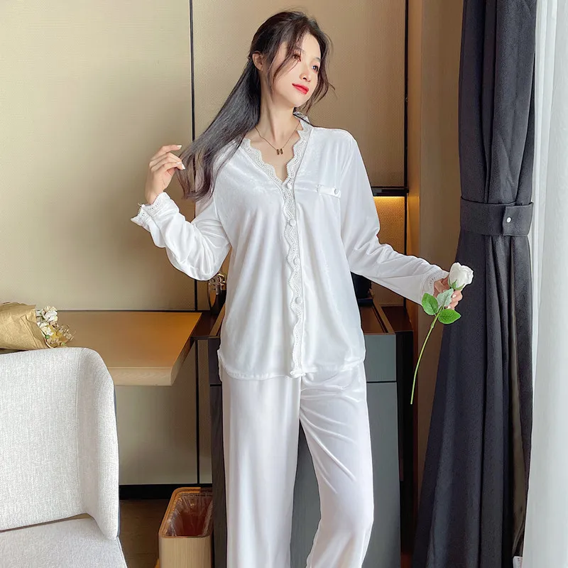 

New Velour Women Pajamas Set Autumn Winter Long Sleeve Sleepwear Pijamas Suit Loose Casual Pyjama Pour Femme Home Clothes