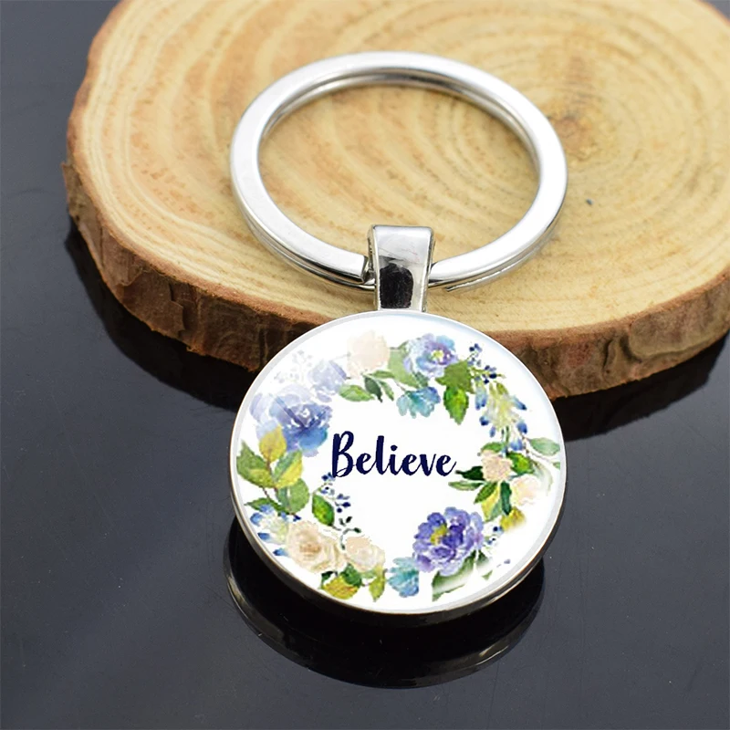 Религиозная бижутерия Библейский стих двухсторонний стеклянный брелок с