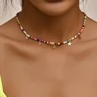 Ожерелье ручной работы с маленькими бусинами в богемном стиле, ожерелье с золотой звездой, летняя пляжная цепочка до ключиц, чокер, ювелирные изделия, новинка 2021