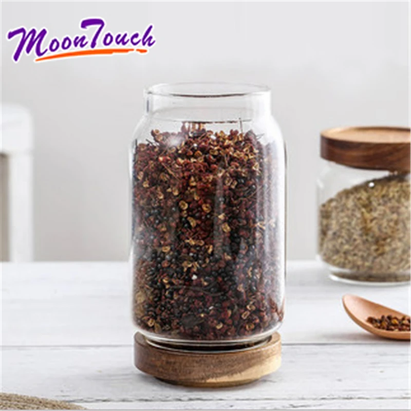 Закупориваемая банка стеклянная бутылка для еды с крышкой грубого помола банка для сахара банка коробочка для чая большая крышка акации