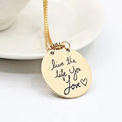 Модное ожерелье ZYZQ с гравировкой надписи Love The Life You посеребренное Золотистое