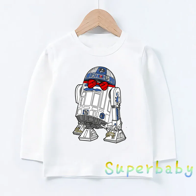 Детская футболка с принтом Звездные войны робот R2-D2 и BB-8 Забавные топы рисунками