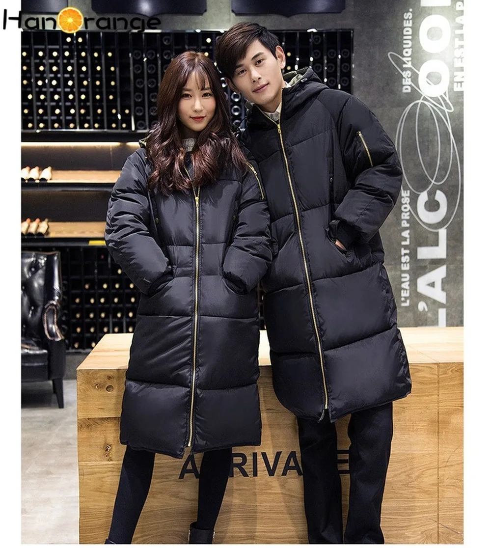 

Couple Lovers Warm Cotton-padded Jacket Thickened Long Bread Coat Female Joker Fashion Bf Style Parkas