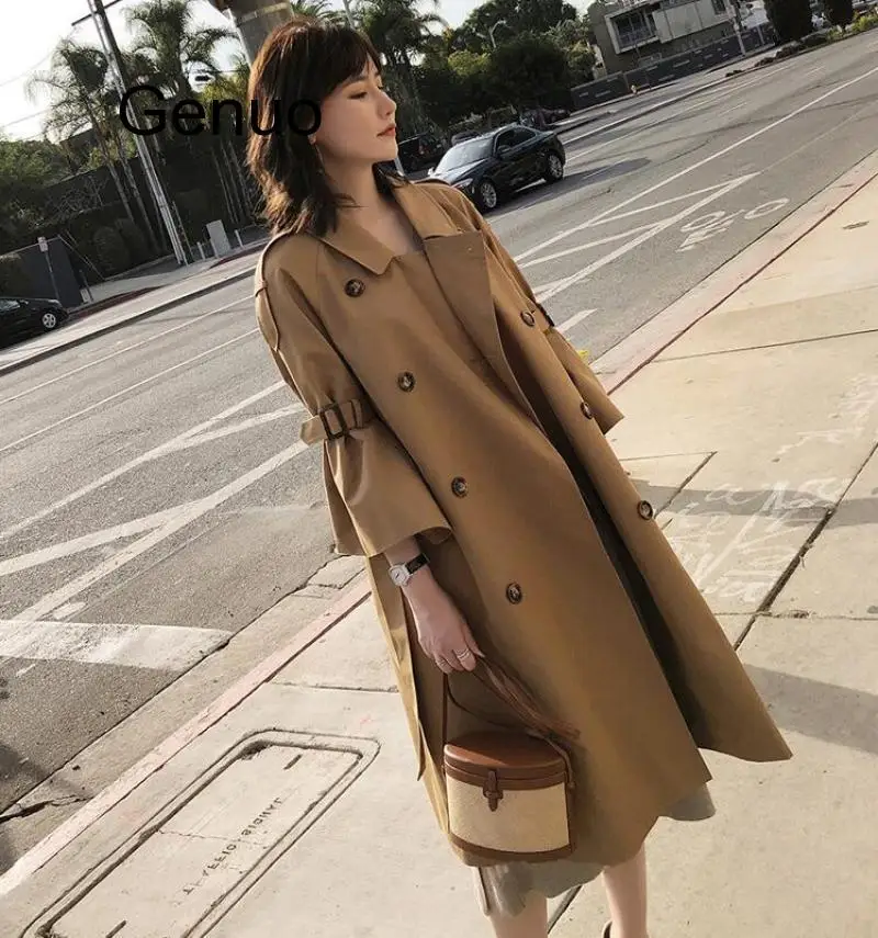 

Windbreaker Jacket Female Long Section Double-breasted Fashion Large Size Women's Elegant Temperament Coat Autumn And Winter New